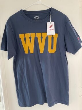 League Navy T-Shirt with Gold WVU Lettering